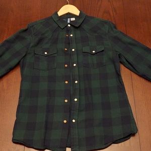 DIVIDED Slim Fit Plaid Button Up